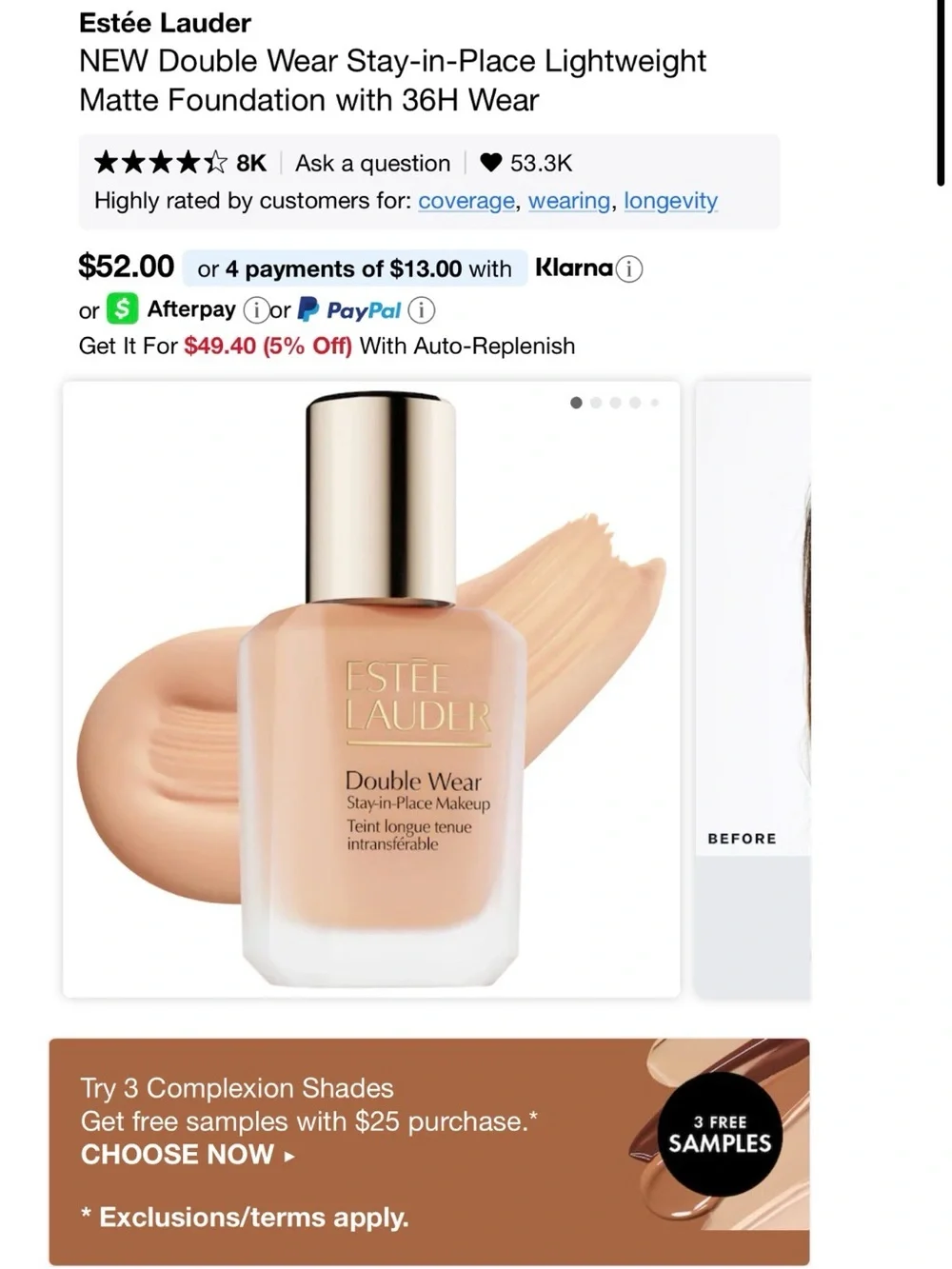 Estee Lauder Double Wear Foundation - Ecru Beige